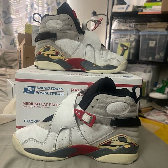 305368-101 Air Jordan 8 VIII Retro 2002 Bugs Bunny 5Y Womens 6.5 or 7 White Red - Picture 1 of 16